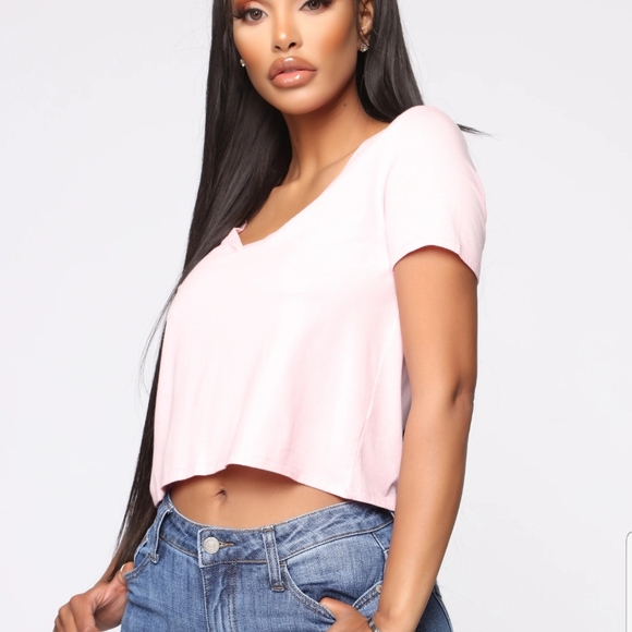 Fashion Nova Carrie V-Neck Top -PINK - Picture 4 of 7